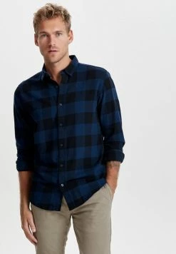 Only & Sons ONSGUDMUND LIFE CHECKED SHIRT - Shirt - Dark Blue, Anthracite