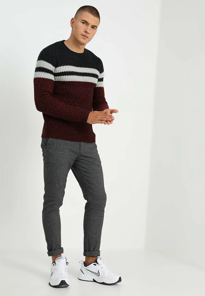 Only & Sons ONSLAZLO STRIPED CREW NECK - Jumper - Cabernet 4 Only & Sons ONSLAZLO STRIPED CREW NECK - Jumper - Cabernet - Image 2