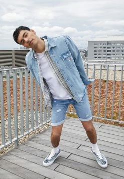 Only & Sons ONSPLY DAMAGE - Denim Shorts - Blue Denim