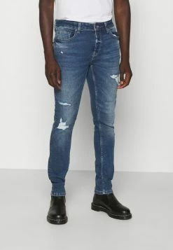 Only & Sons ONSLOOM SLIM LIFE BLUEDESTROY - Slim Fit Jeans - Blue Denim