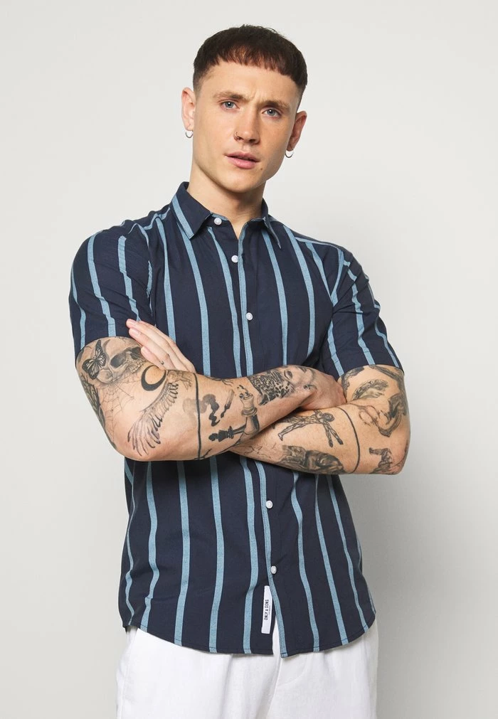 Only & Sons ONSTRAVIS LIFE STRIPED - Shirt - Dark Navy 3 Only & Sons ONSTRAVIS LIFE STRIPED - Shirt - Dark Navy