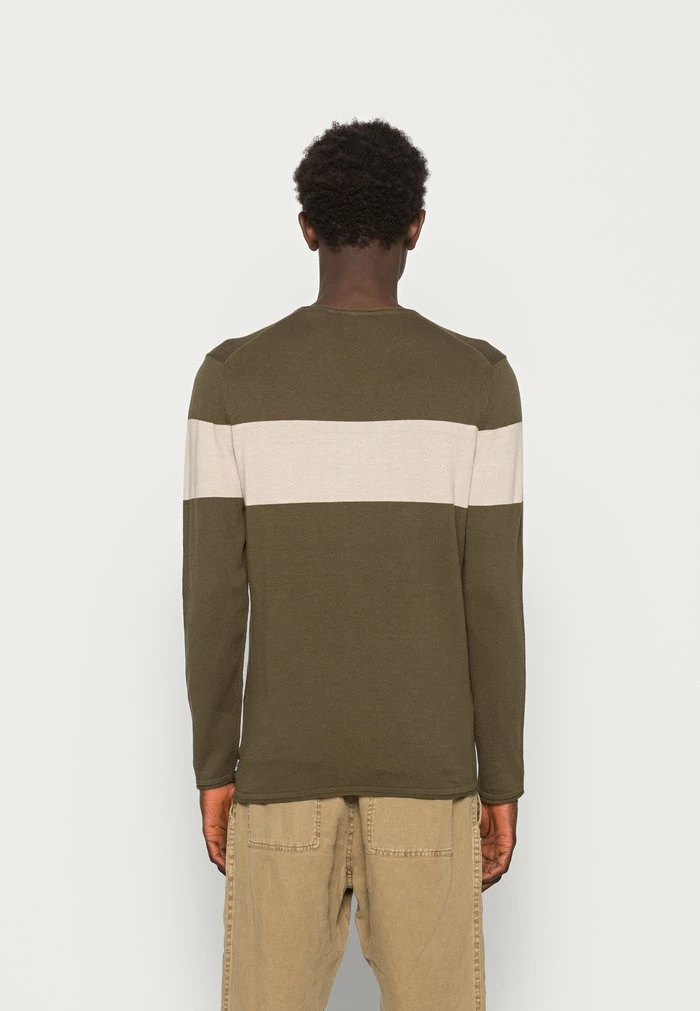 Only & Sons ONSDON CREW NECK STRIPE - Jumper - Olive Night 5 Only & Sons ONSDON CREW NECK STRIPE - Jumper - Olive Night - Image 3