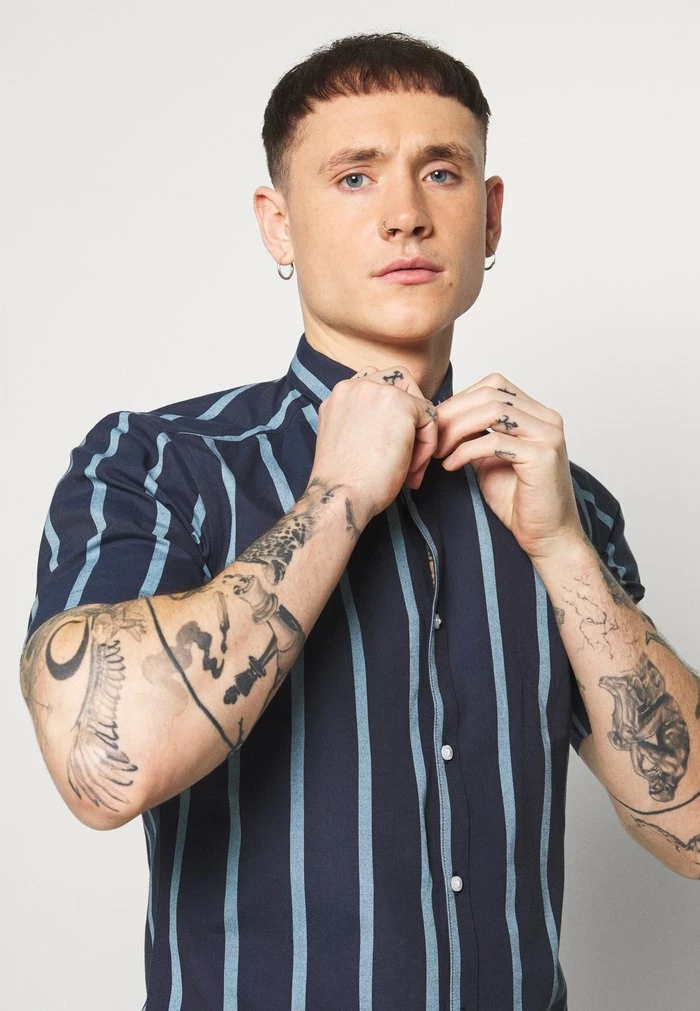 Only & Sons ONSTRAVIS LIFE STRIPED - Shirt - Dark Navy 6 Only & Sons ONSTRAVIS LIFE STRIPED - Shirt - Dark Navy - Image 4