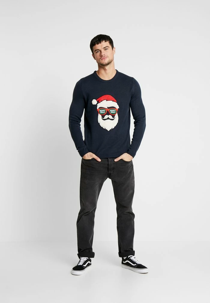 Only & Sons ONSXMAS FUNNY BADGE - Jumper - Blue Nights 4 Only & Sons ONSXMAS FUNNY BADGE - Jumper - Blue Nights - Image 2